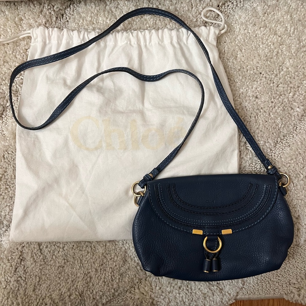 Chloe Navy Leather Crossbody Bag